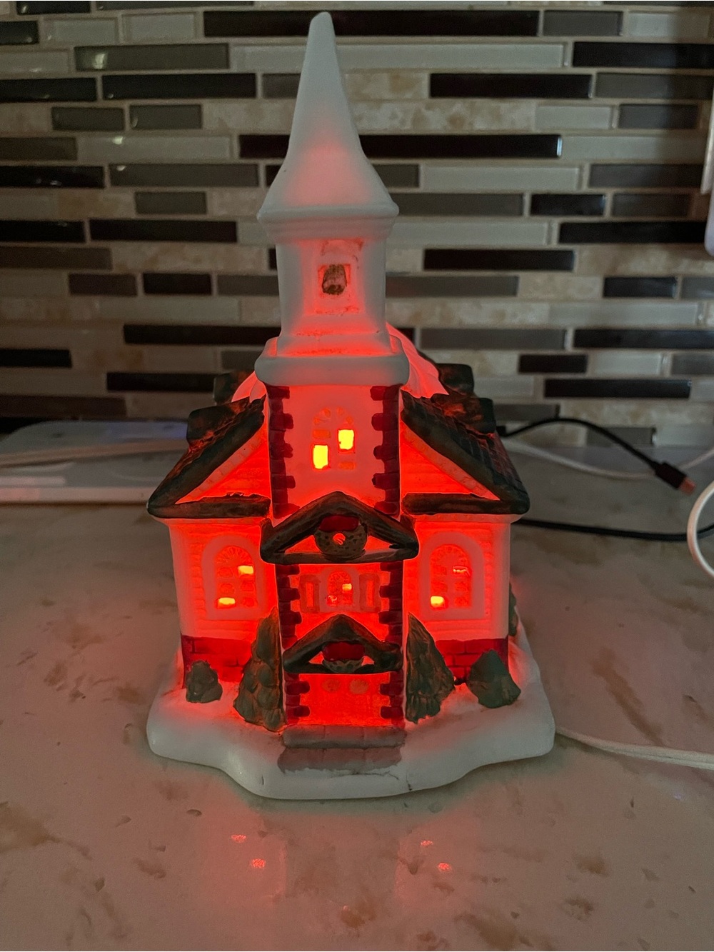 Vintage Christmas Village Lighted Church - Holiday Decor